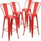 Emma and Oliver Commercial Grade 4 Pack 30" High Metal Indoor-Outdoor Barstool with Back
